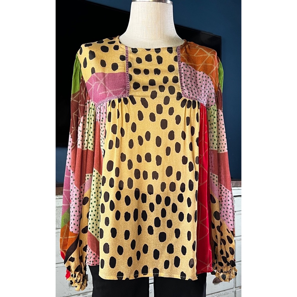 Anthropologie Miranda Abstract Blouse Top S - Picture 2 of 14